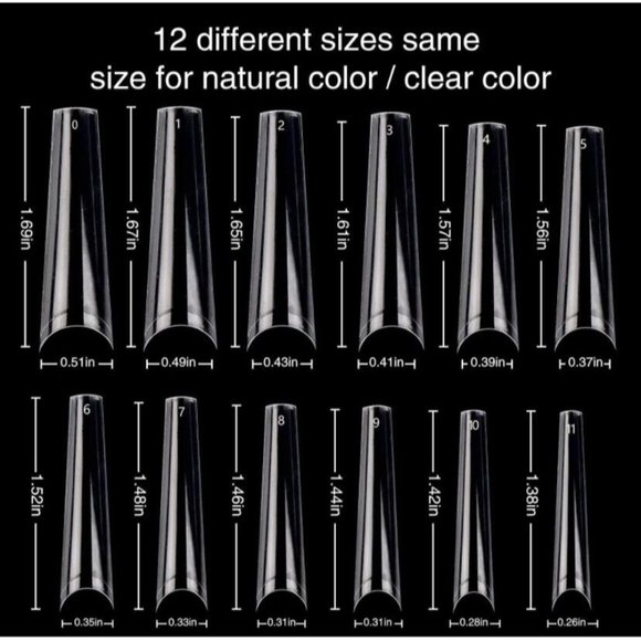 Half Cover False Nail Tips Pre Numbered Clear Press On Nails Set 1.69in-1.38in - Picture 4 of 5